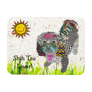 Imán lindo y colorido 3" de Shih Tzu x4 "