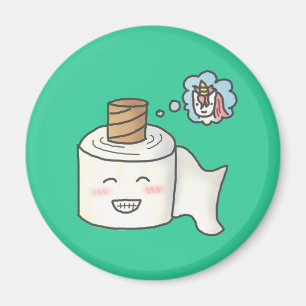 Imán Lindo y divertido papel higiénico soñando unicorni