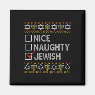 Imán Lindo y travieso judío Ugly Hanukkah Sweater Funny