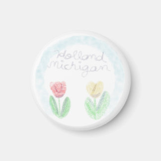 Imán Lindos Tulipanes de Holanda Michigan en Acuarela