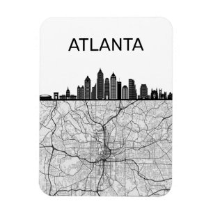 Imán Línea aérea de Atlanta Georgia City con mapa