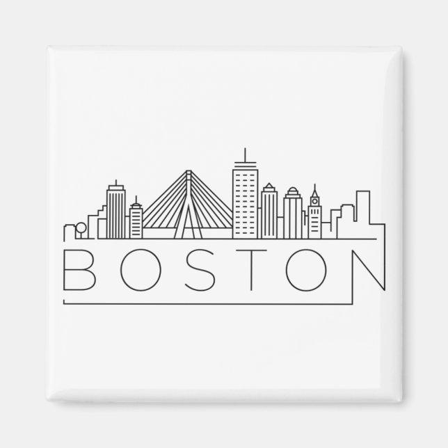 Imán Línea aérea de Boston City Skyline, Mamáes de Bost (Frente)