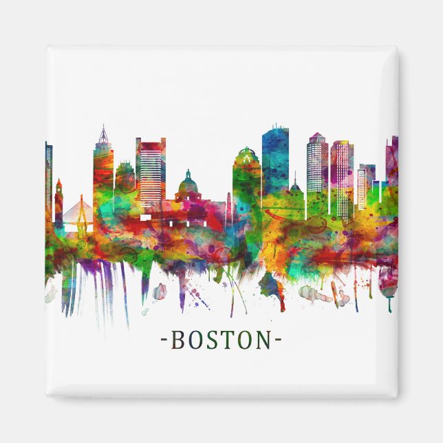 Imán Línea aérea de Boston Massachusetts (Frente)