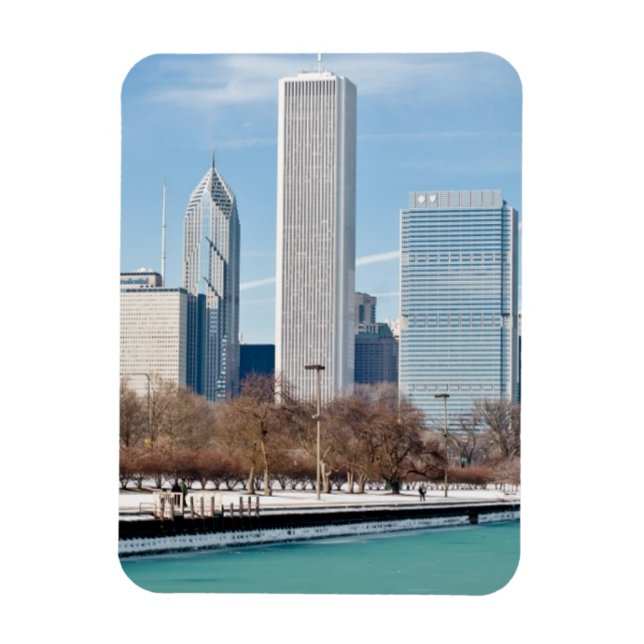 Imán Línea aérea de Chicago a través del lago Michigan  (Vertical)