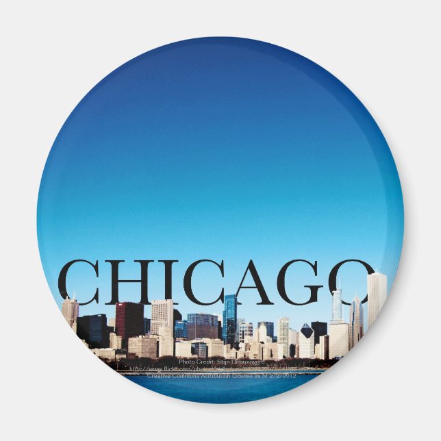 Imán Línea aérea de Chicago con CHICAGO en el cielo (Frente)