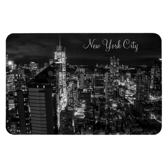 Imán Línea aérea de Manhattan en Nueva York de noche (Horizontal)