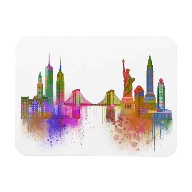 Imán Línea aérea de Nueva York - Arcoiris (Horizontal)