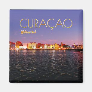 Imán Línea aérea de Willemstad de noche (personalizab