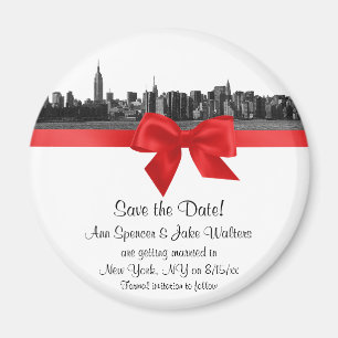 Imán Línea ancha de NYC Etched BW Red Save the Date R