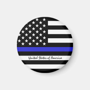 Imán Línea Azul delgada y policía de bandera estadounid