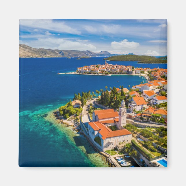 Imán Línea costera | Ciudad de Korcula, isla de Korcula (Frente)