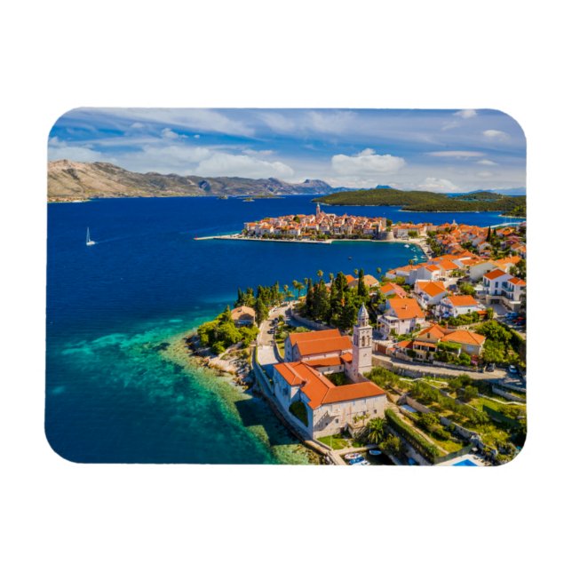 Imán Línea costera | Ciudad de Korcula, isla de Korcula (Horizontal)