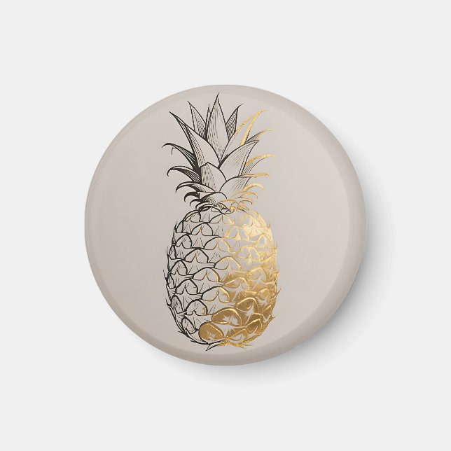Imán Línea de Arte de Piña Dorada (Frente)