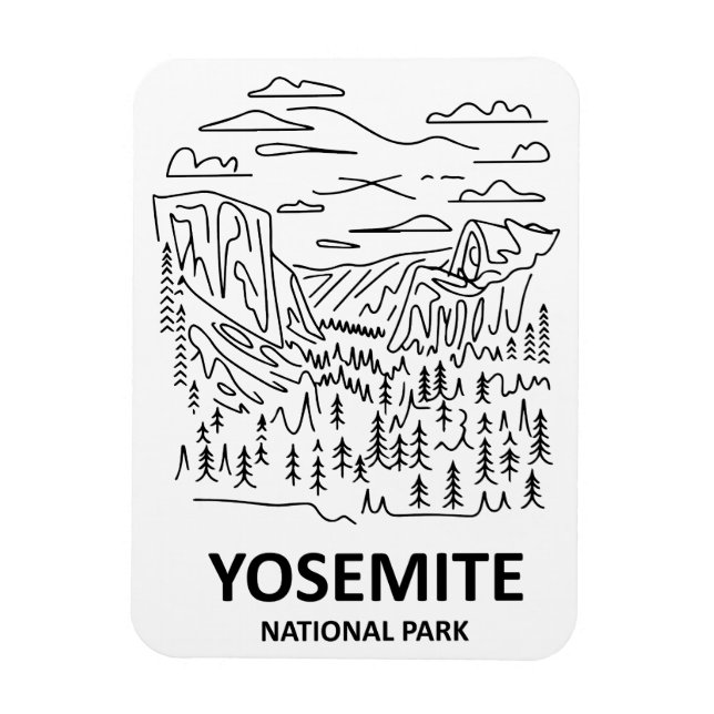 Imán Línea de arte del Parque Nacional Yosemite (Vertical)