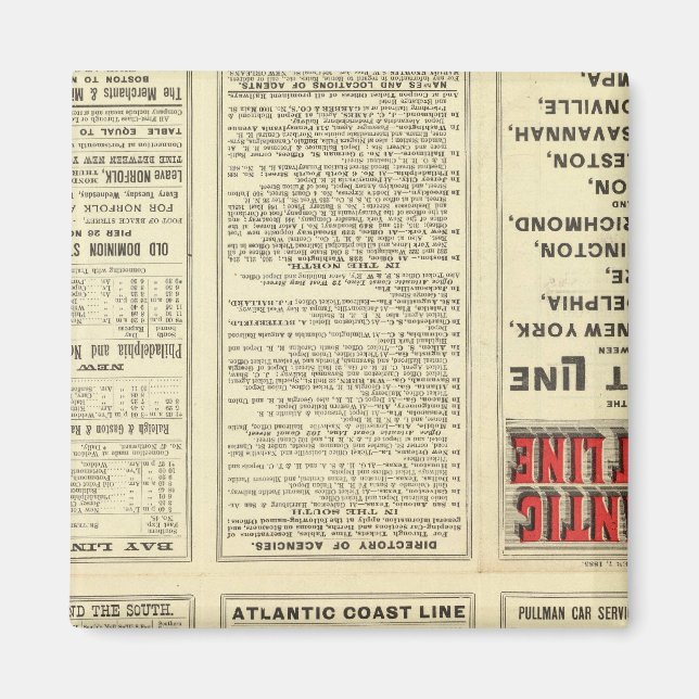 Imán Línea de costa atlántica de página de texto (Frente)