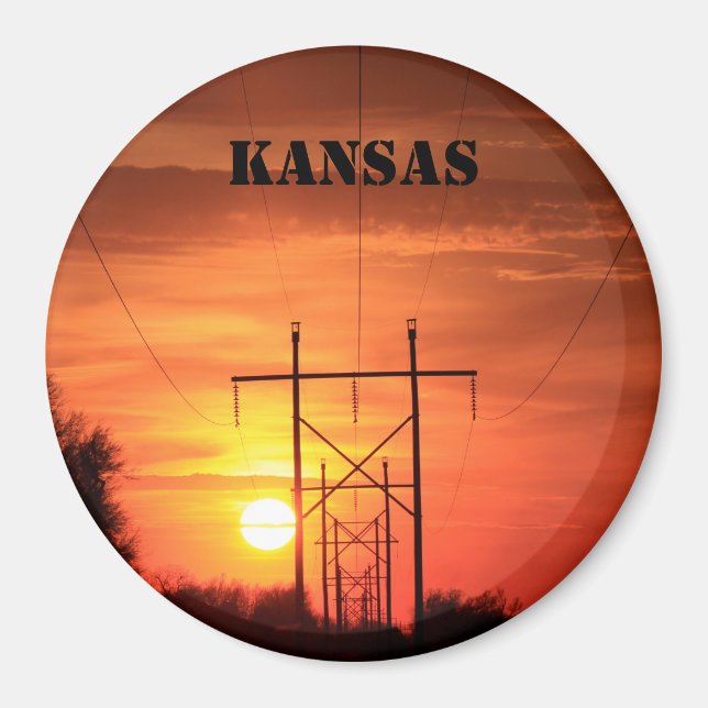 Imán Línea de energía de Kansas Sunset closeup Magnet (Frente)