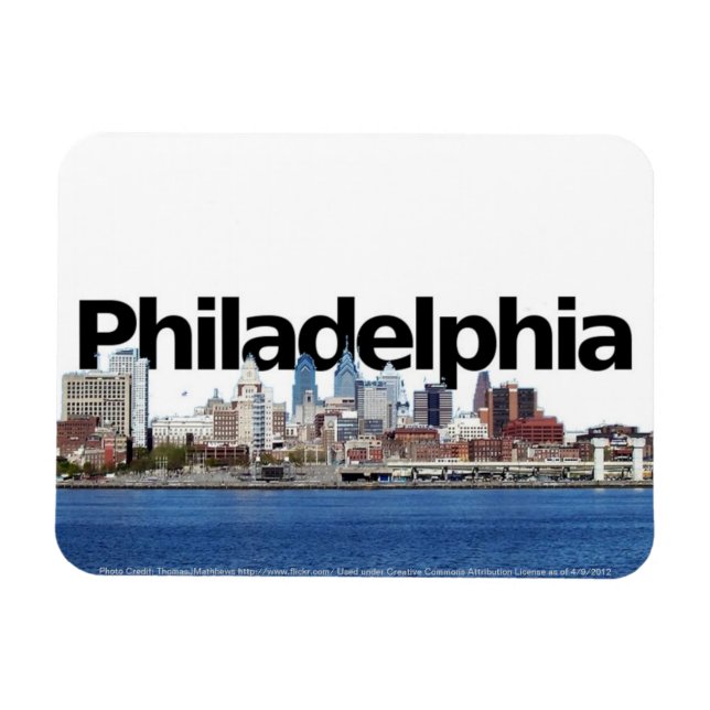 Imán Línea de Skyline Filadelfia PA con el cielo de Fil (Horizontal)