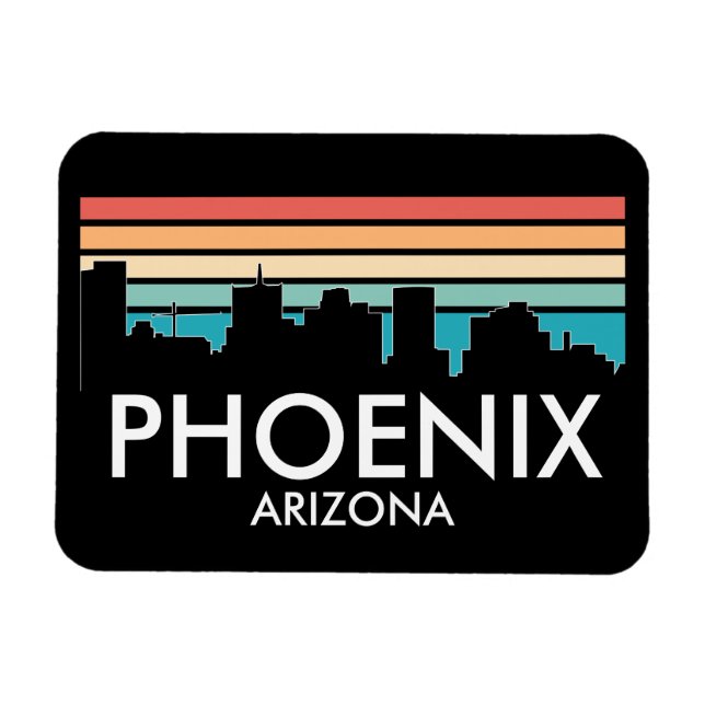 Imán Línea de Skyline Retro Sunset de Phoenix Arizona (Horizontal)