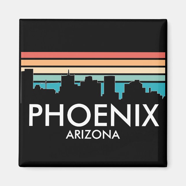 Imán Línea de Skyline Retro Sunset de Phoenix Arizona (Frente)