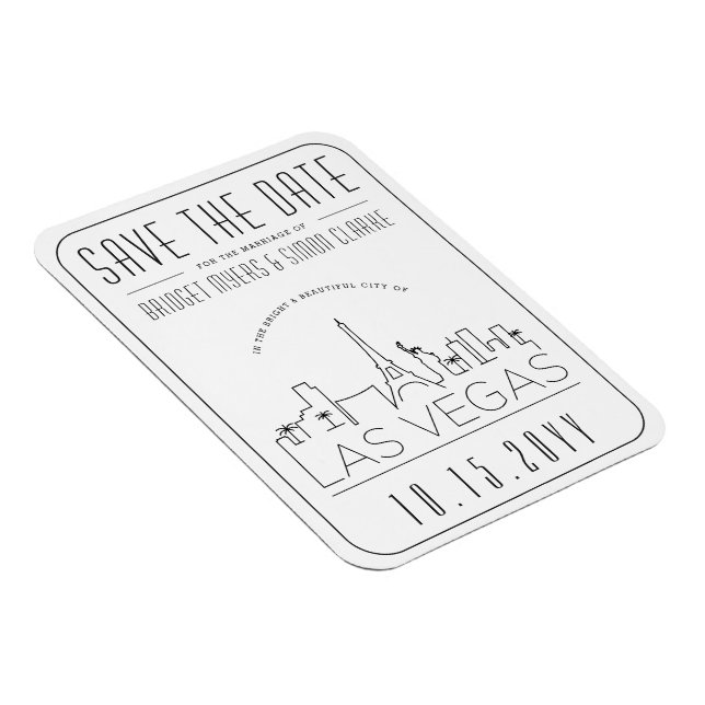 Imán Línea estilizada del Boda de Las Vegas Guardar la  (Lado Derecho)