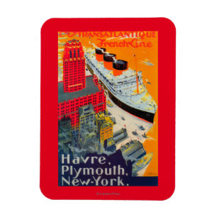 Imán Línea francesa poster del viaje, Havre a Plymouth,