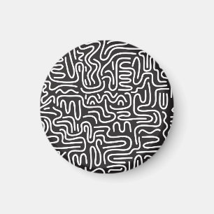 Imán Líneas onduladas de Doodle retro: Monocromo