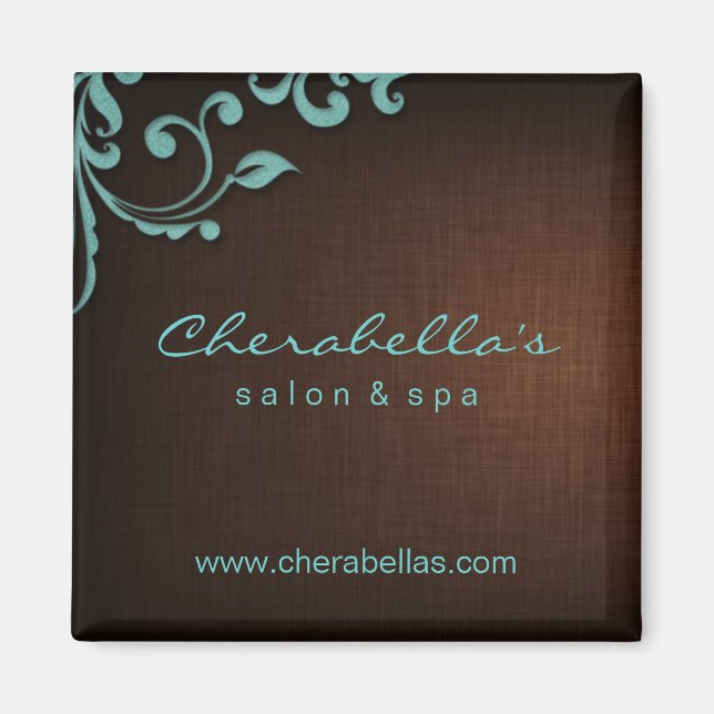 Imán Linen Salon Spa Floral Magnet Brown Blue (Frente)