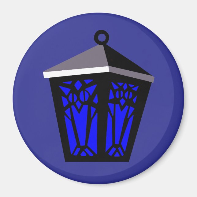 Imán Linterna de búho azul oscuro (Frente)