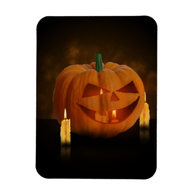 Imán Linterna de calabaza de Halloween con velas (Vertical)