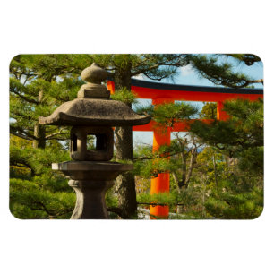 Imán Linterna de piedra y puerta Torii
