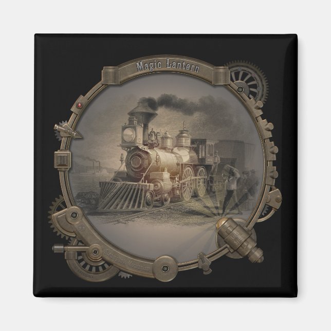 Imán Linterna mágica - Marco de estilo Steampunk. (Frente)