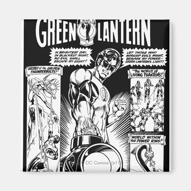 Imán Linterna verde - Cómic sombreado verde, negro (Frente)