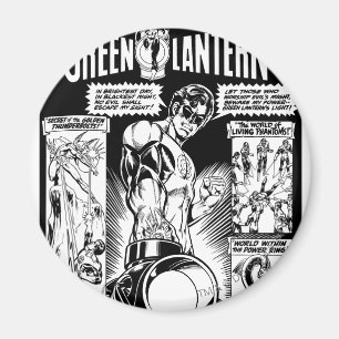 Imán Linterna verde - cómico, negro sombreada verde y