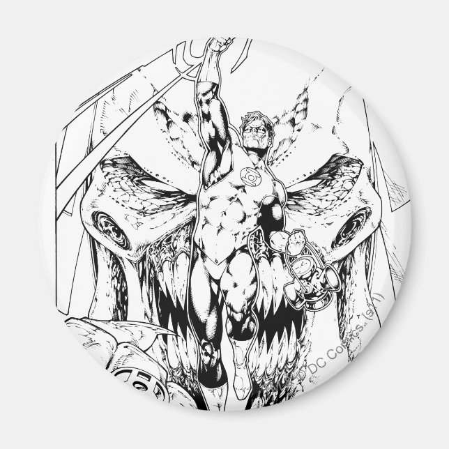 Imán Linterna verde con flujo de luz (Frente)