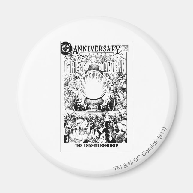 Imán Linterna verde - La leyenda renacida, negra y blan (Frente)