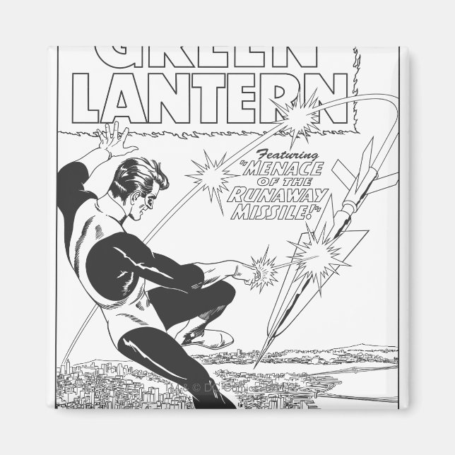 Imán Linterna verde: misil de fuga, negro y blanco (Frente)