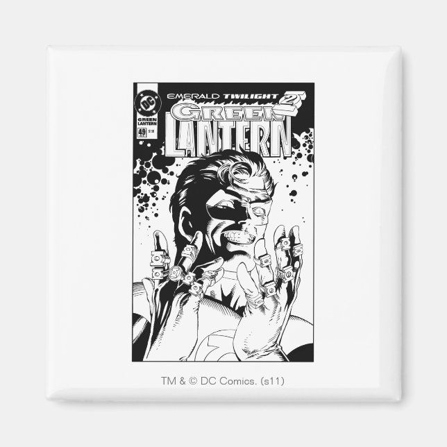 Imán Linterna verde - Muchos anillos, negro y blanco (Frente)