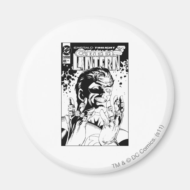 Imán Linterna verde - Muchos anillos, negro y blanco (Frente)
