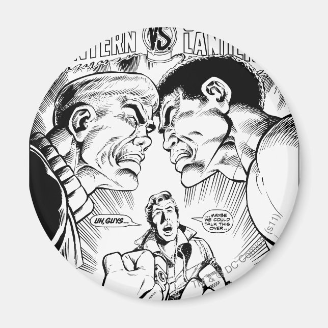 Imán Linterna verde vs linterna verde, negro y blanco (Frente)