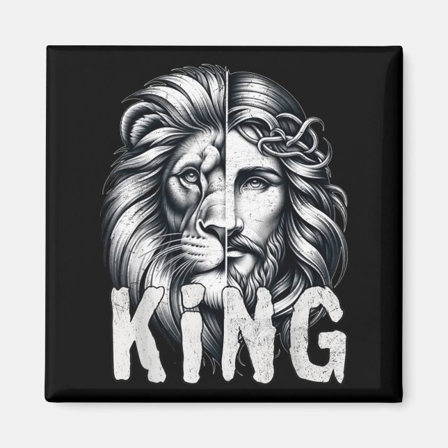 Imán Lion And Jesus King Christian Faith Design  (Frente)