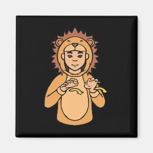 Imán Lion ASL Gesto Mano Sordera Dolor de oído sordo Co
