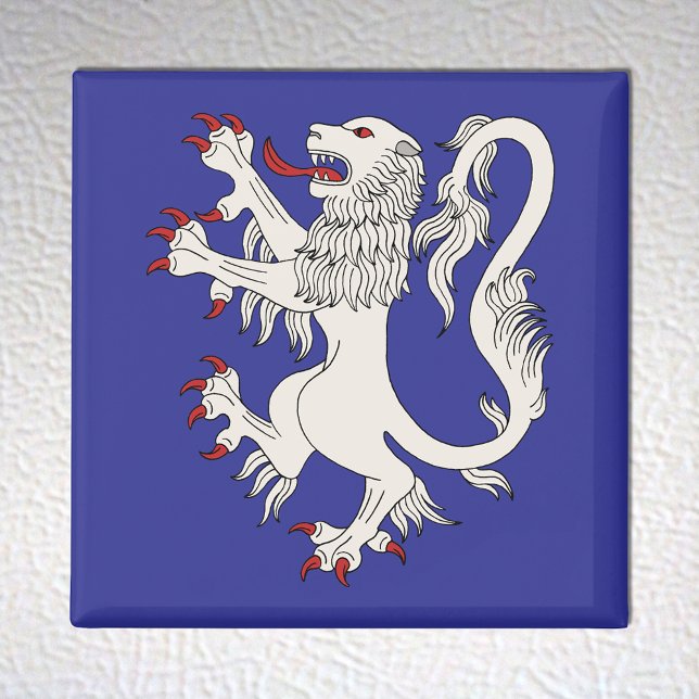Imán Lion Rampant Argent (Lion Rampant Argent Magnet on White Fridge)