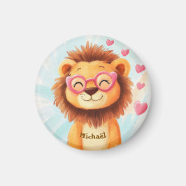Imán Lion Valentine's Day Heart Badge Kids School