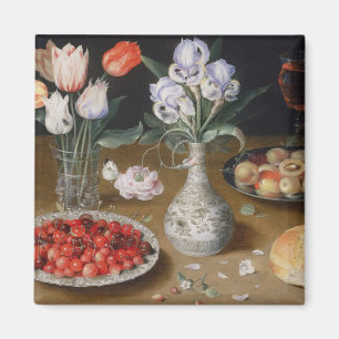 Imán Lirios, tulipanes, cerezas y fresas