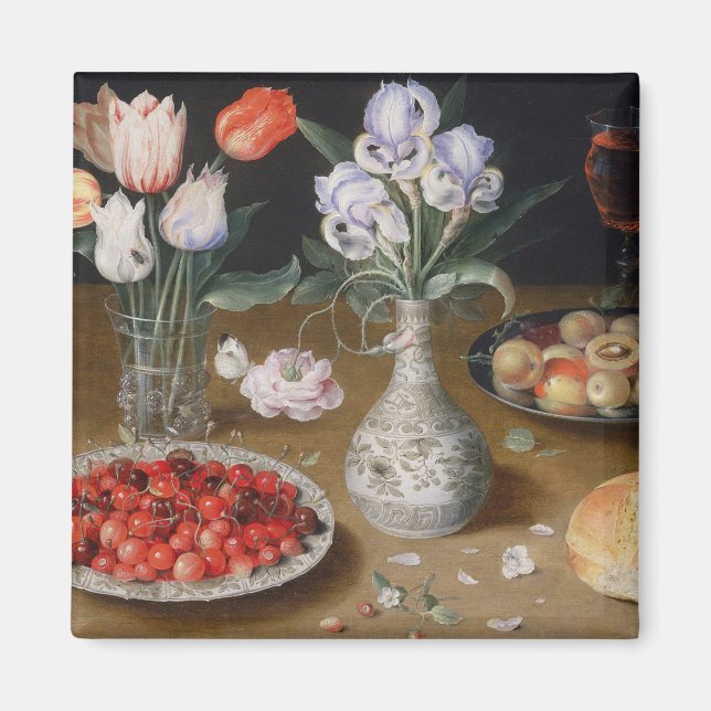 Imán Lirios, tulipanes, cerezas y fresas (Frente)