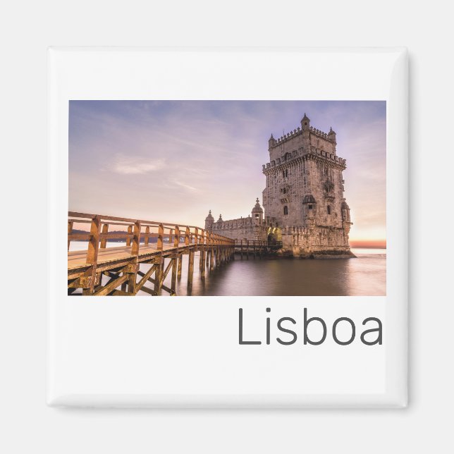 Imán Lisboa Portugal Torre de Belém Vacaciones al atard (Frente)