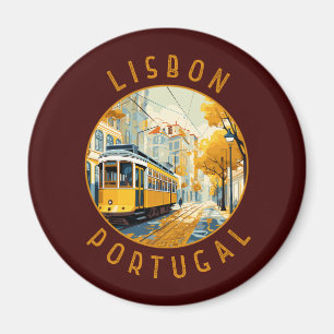 Imán Lisboa Portugal Tranvía retro amarillo con problem