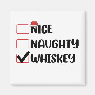 Imán Lista de Navidad de Santa Whisky Malo Bueno