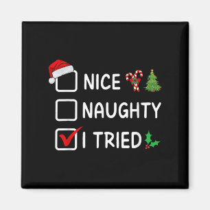 Imán Lista De Navidad Divertida Nice Naughty I Tried Go