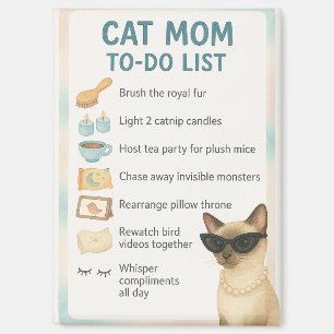 Imán Lista divertida de tareas para amantes de gatos si